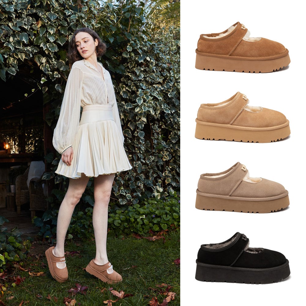 [무료배송] 호주정품 오즈웨어 어그 메리 제인 EMB 로고 플랫폼 단화 슬립온 (굽 5cm) OZWEAR UGG OB1000